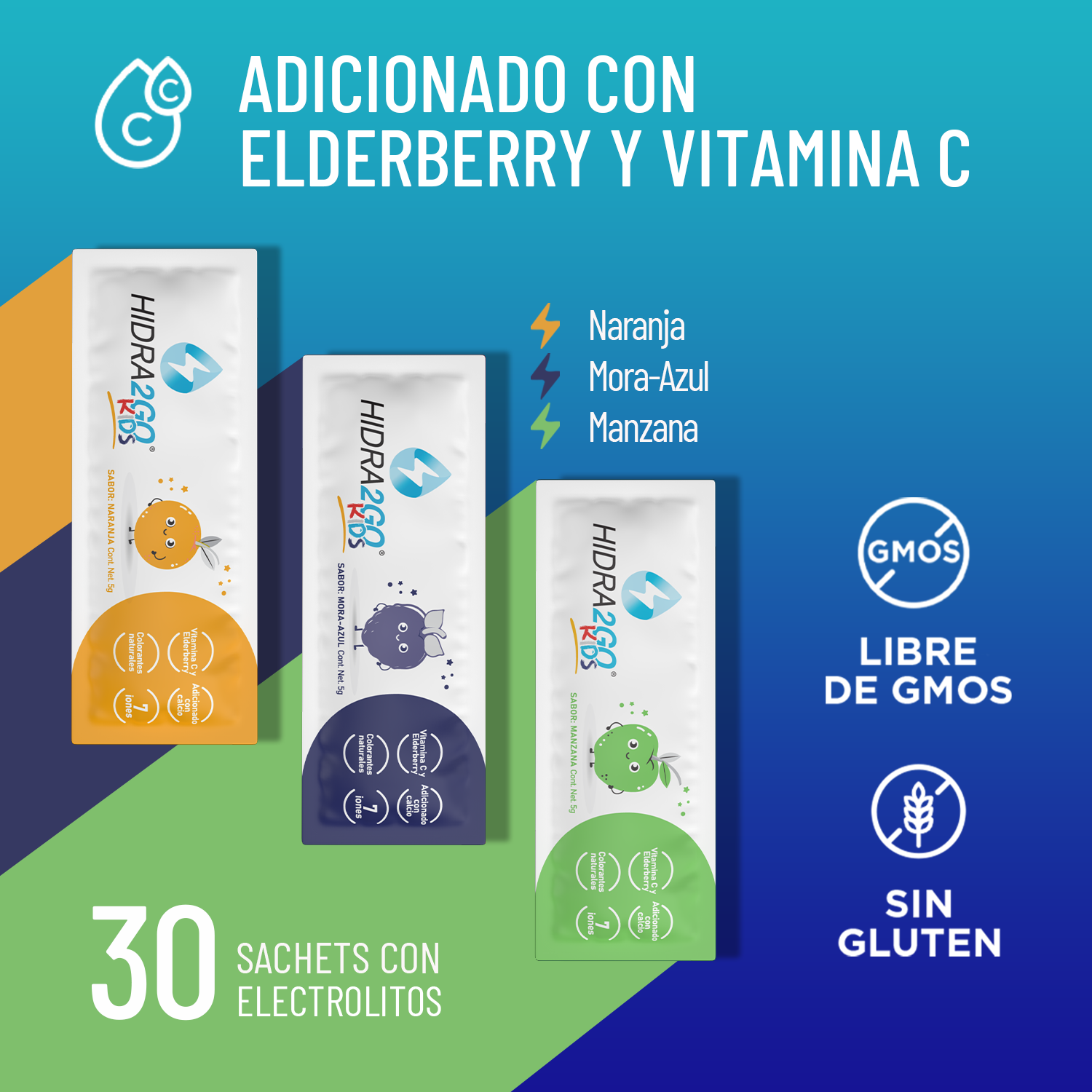 PACK 3 SABORES KIDS- MORA AZUL, MANZANA Y NARANAJA